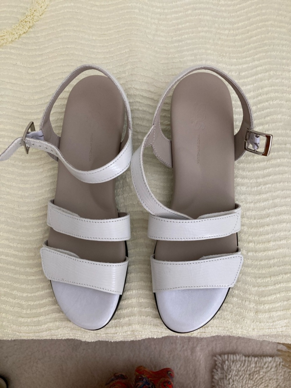 SAS White Triple-Strap Leather Women's Sandals